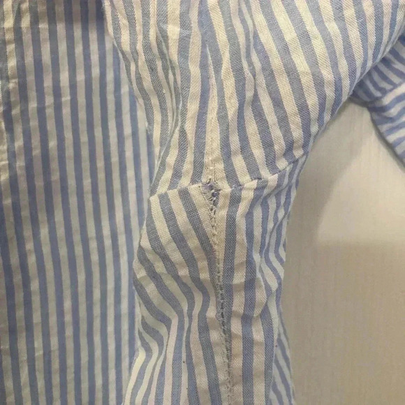 Blue white  stripe blouse/ bathing suit coverup - Picture 4 of 5